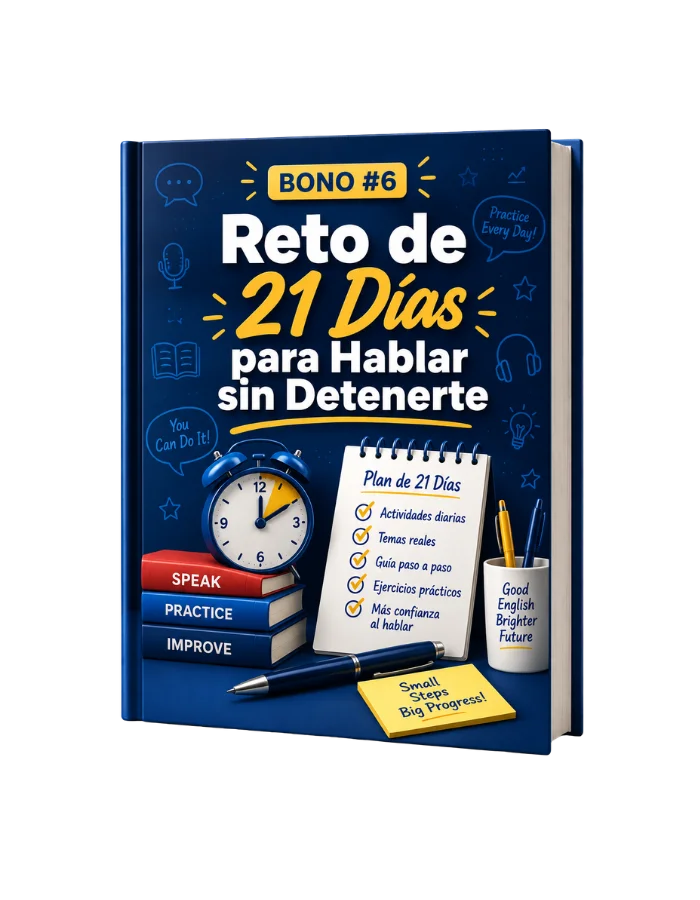 Mockup de Reto de 21 Días para Hablar sin Detenerte